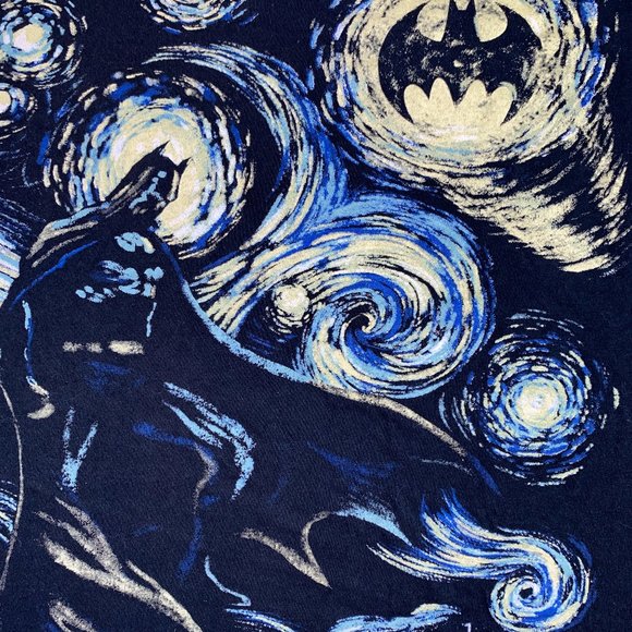 DC Comics Batman Van Gogh Starry Night Inspired T-shirt Shirt Size Medium - Picture 3 of 4